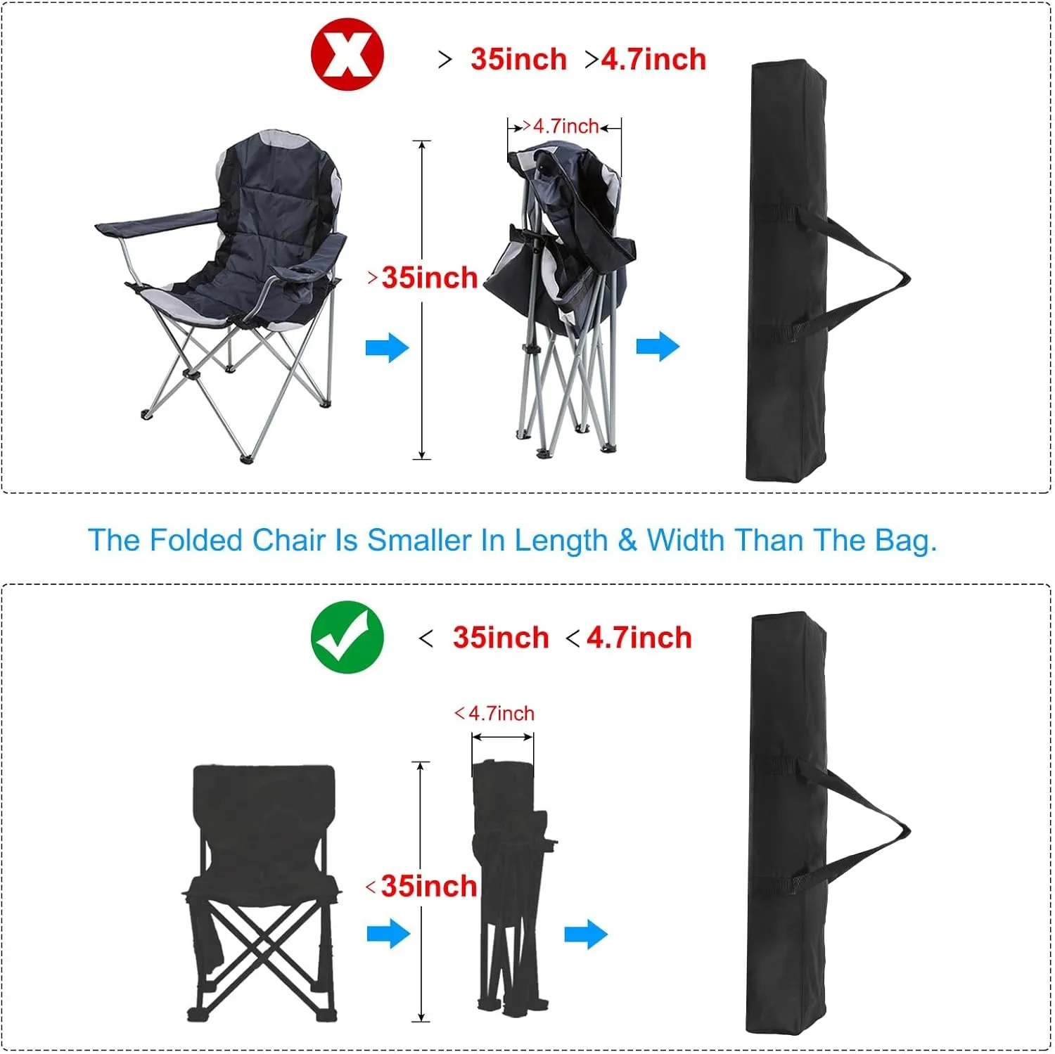 PATIKIL 34 Inch Camp Chair Replacement Bag, Nylon Foldable Carrying Bag Large Tote Bag Lightweight Storage Bag for Outdoor Camping, Black