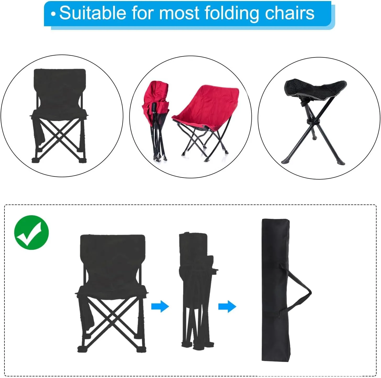 PATIKIL 34 Inch Camp Chair Replacement Bag, Nylon Foldable Carrying Bag Large Tote Bag Lightweight Storage Bag for Outdoor Camping, Black