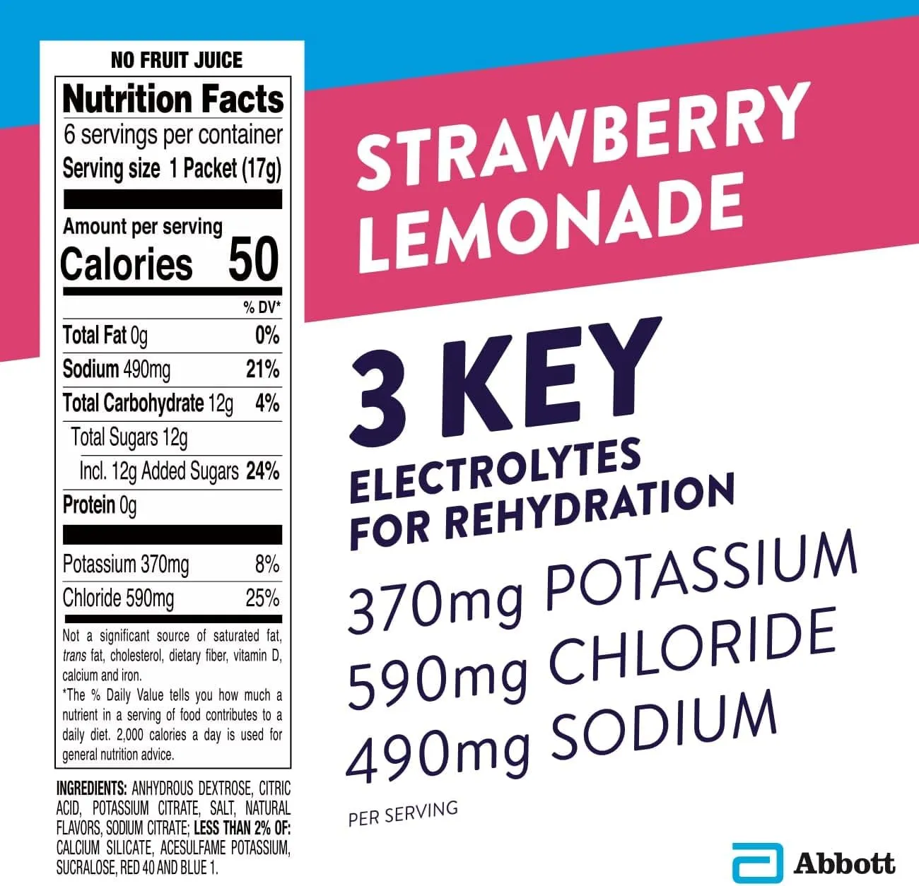 Pedialyte Electrolyte Powder Packets, Strawberry Lemonade, Hydration Drink, 18 Single-Serving Powder Packets