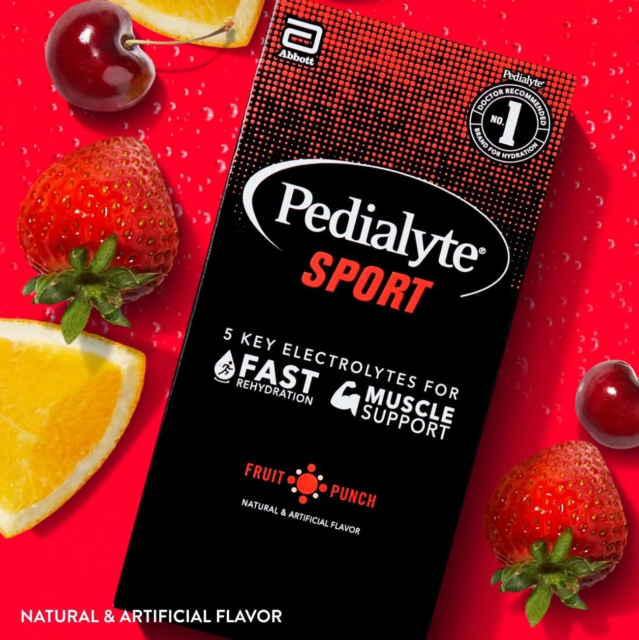 Pedialyte Sport Electrolyte Powder, Fast Hydration with 5 Key Electrolytes for Muscle Support Before, During, & After Exercise, Fruit Punch, 0.49 Oz Sachets 6 Count (Pack of 6)