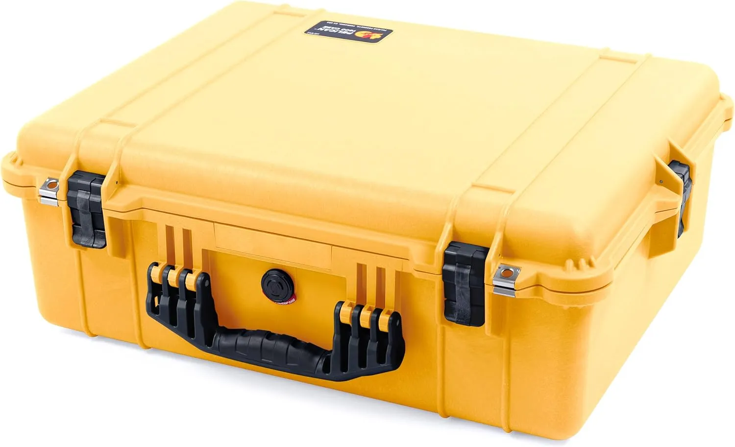 Pelican 1600 Case by ColorCase - Yellow - Large Size Waterproof Case with Pick & Pluck Foam Set & Convoluted Lid Foam - Black Handle & Latches