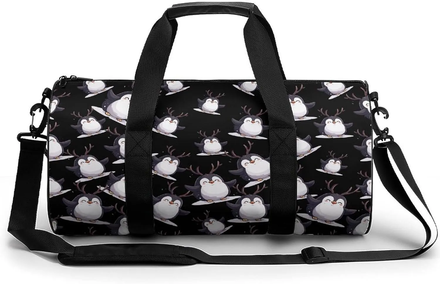 Penguin Deer Travel Duffel Bag Gym Bags Sports Tote Shoulder Weekender Handbag for Men Women