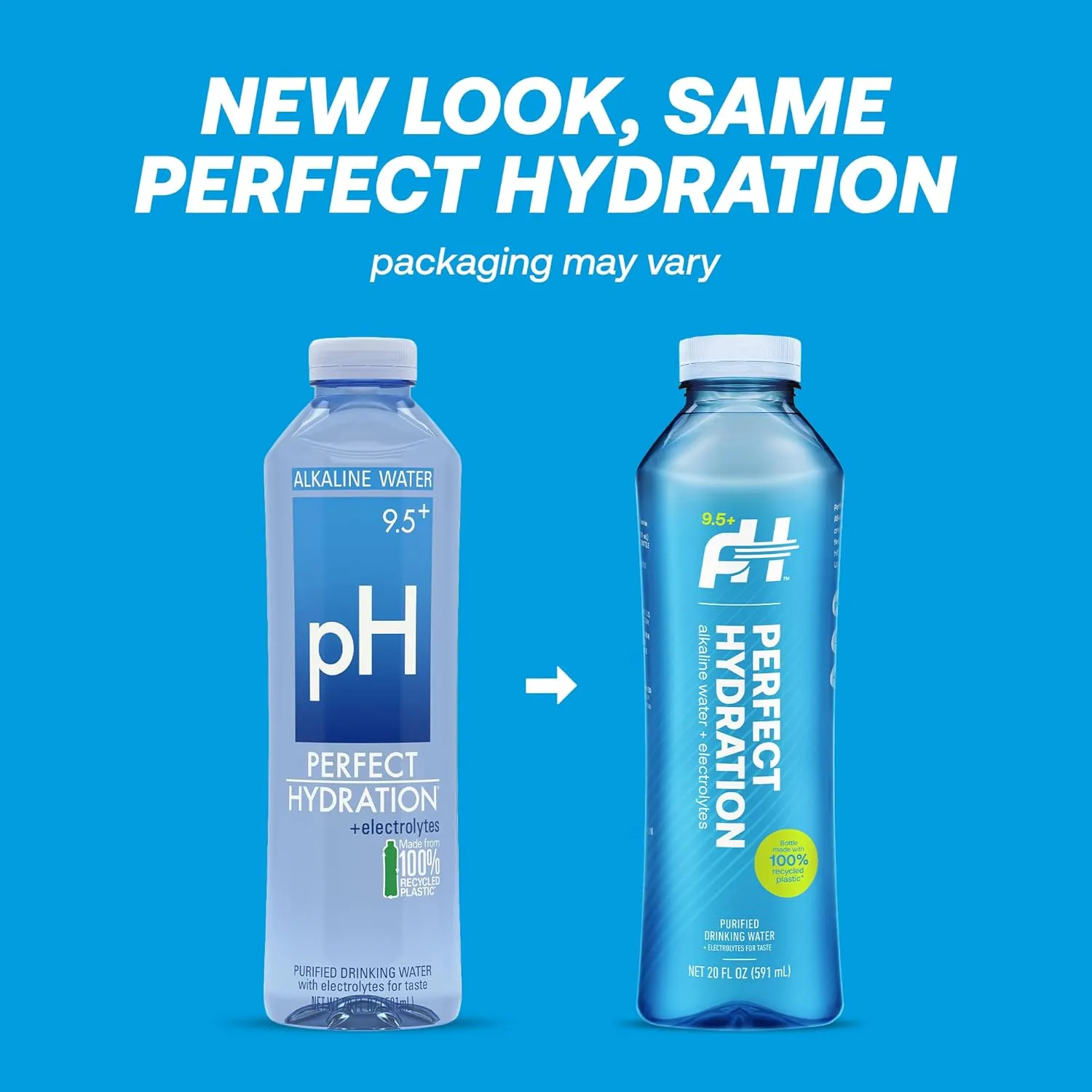 Perfect Hydration 9.5  pH Alkaline Drinking Water, 20-Ounce Bottle, Case of 24, 2 Cases