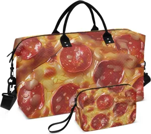Personal Item Travel Bag Travel Weekender Gear Bag Workout Bag with Adjustable Strap for Sports Foldable Pizza Pie. Realistic.