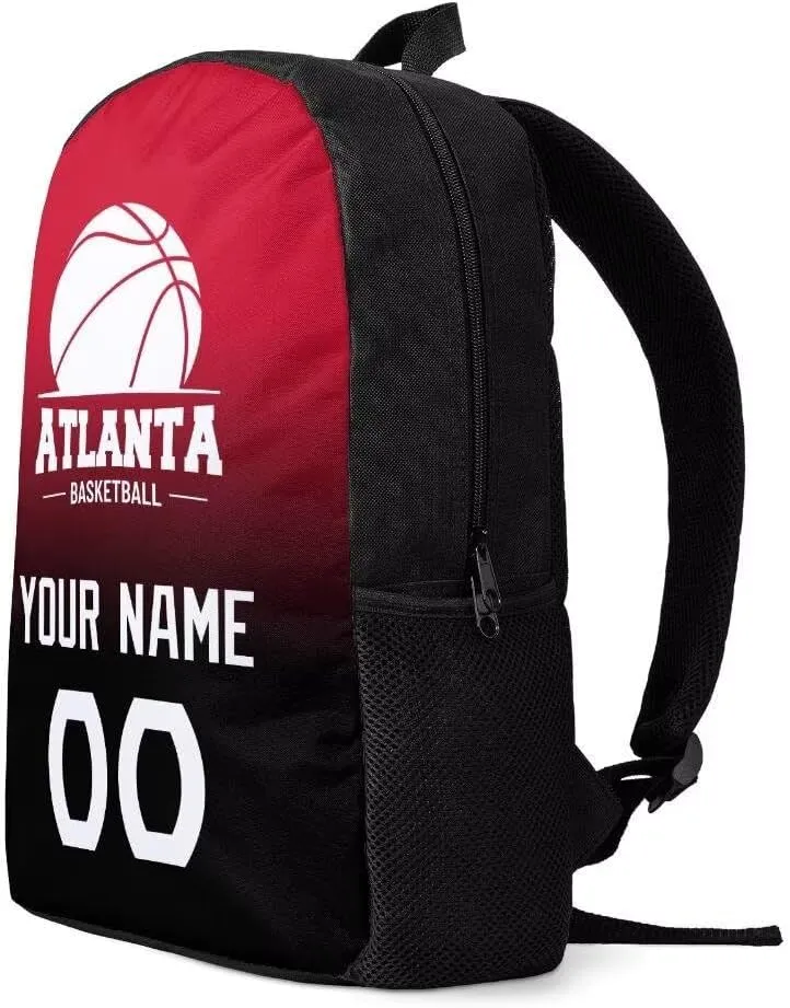 Personalized Atlanta Basketball Sports Backpack Custom City Fan Gift Shoulder Bag Add Name and Number Casual Bag