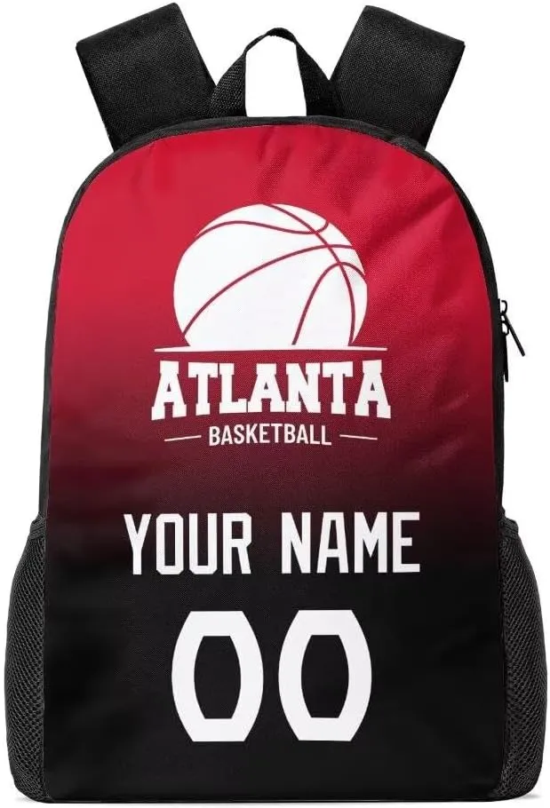 Personalized Atlanta Basketball Sports Backpack Custom City Fan Gift Shoulder Bag Add Name and Number Casual Bag