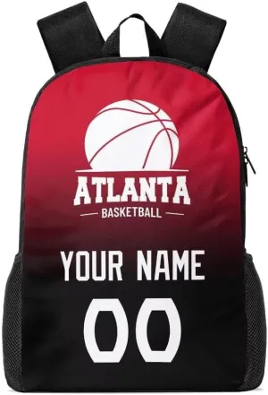 Personalized Atlanta Basketball Sports Backpack Custom City Fan Gift Shoulder Bag Add Name and Number Casual Bag