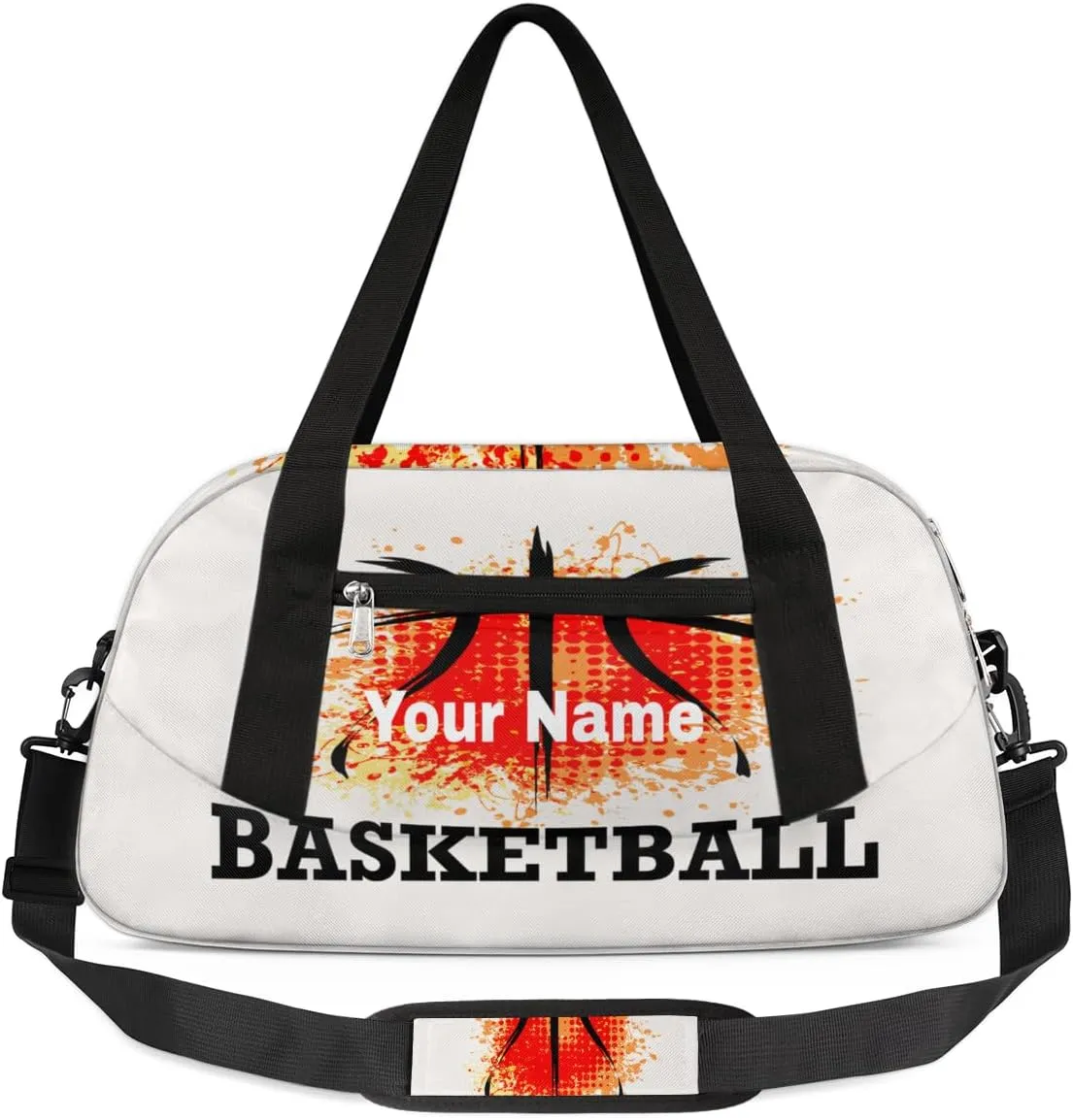 Personalized Basketball Abstract Sport Duffel Bag Custom Name Kids Gym Bags Carry On Travel Bag Weekender Overnight Bag for Boys Girls Teens
