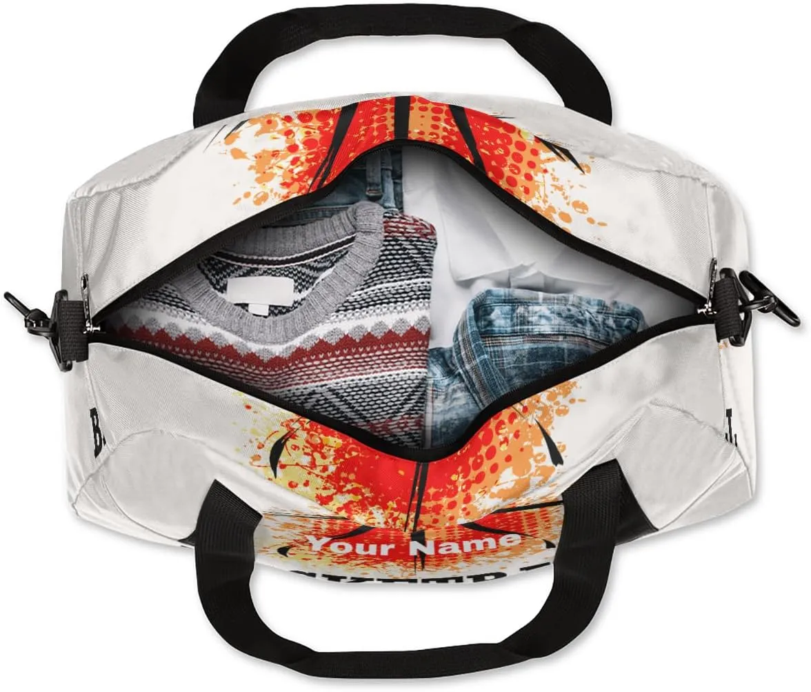 Personalized Basketball Abstract Sport Duffel Bag Custom Name Kids Gym Bags Carry On Travel Bag Weekender Overnight Bag for Boys Girls Teens