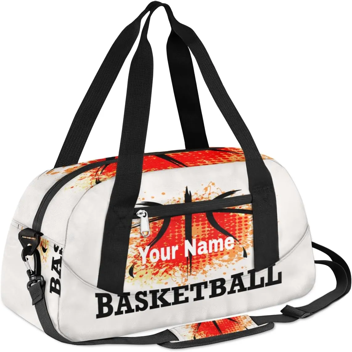 Personalized Basketball Abstract Sport Duffel Bag Custom Name Kids Gym Bags Carry On Travel Bag Weekender Overnight Bag for Boys Girls Teens