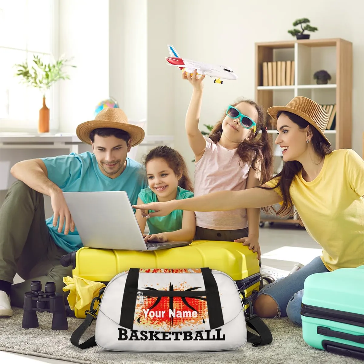 Personalized Basketball Abstract Sport Duffel Bag Custom Name Kids Gym Bags Carry On Travel Bag Weekender Overnight Bag for Boys Girls Teens