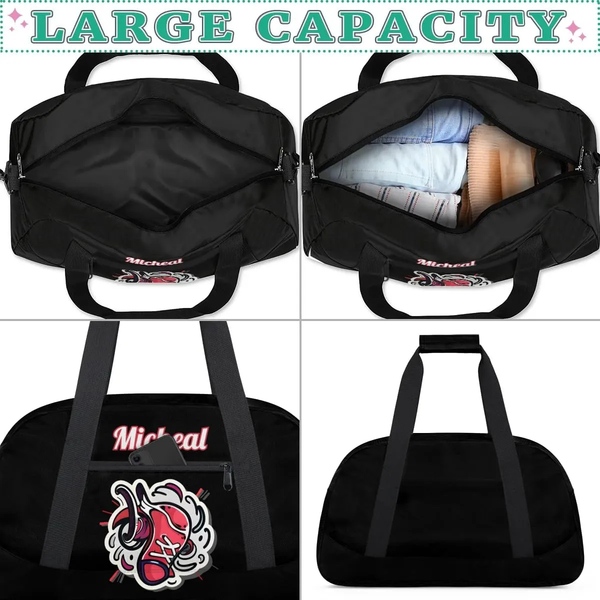 Personalized Basketball Duffel Bag for Boys, Custom Gym Bag Overnight Bags for Travel Weekender Practice