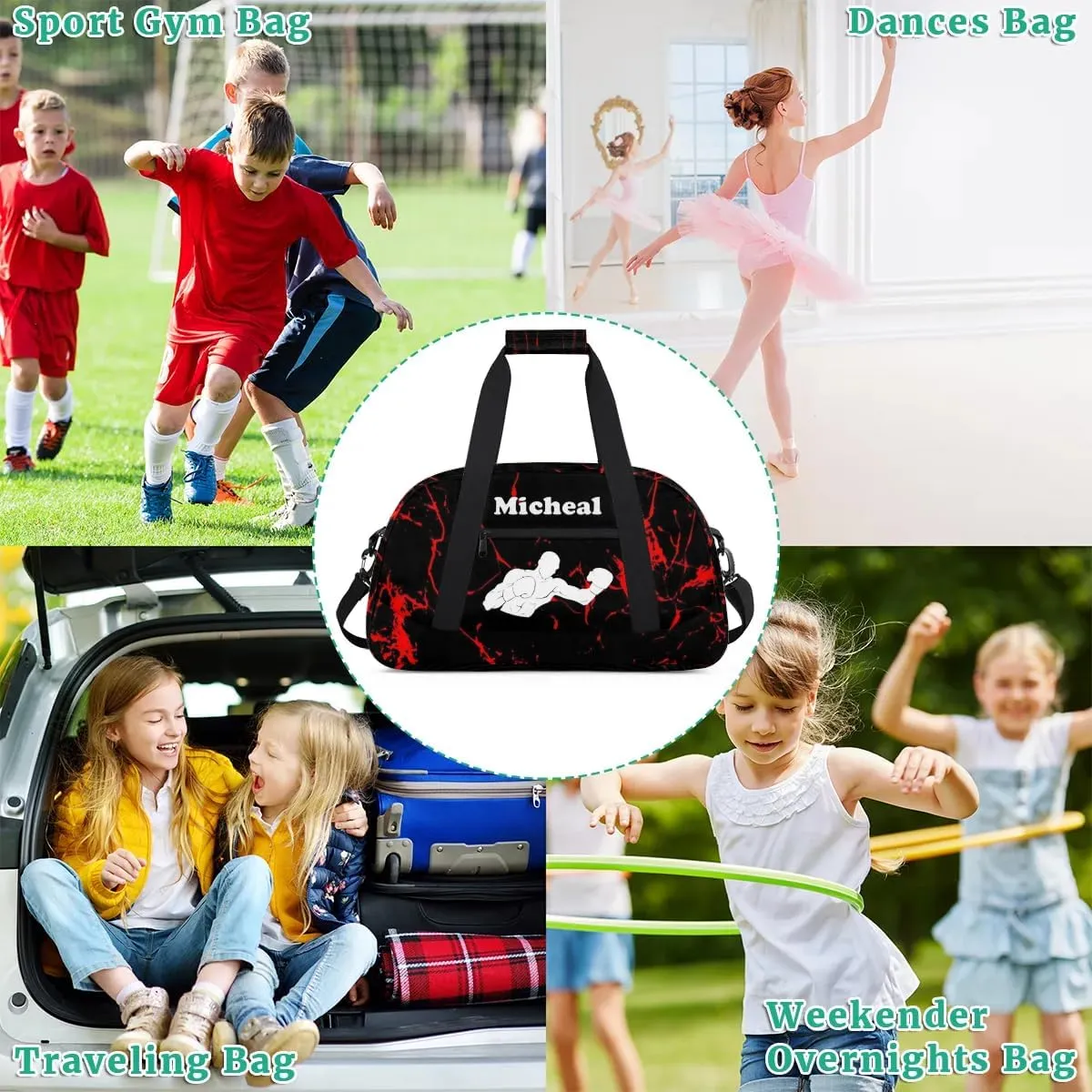 Personalized Boxing Duffel Bag for Boys, Custom Gym Bag Overnight Bags for Travel Weekender Practice