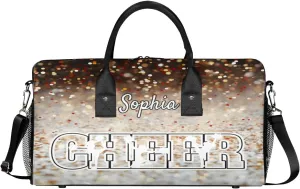 Personalized Cheer Bags for Cheerleaders, Custom Name Sport Duffel Bag Gym Bag Travel Duffle Bag Overnight Weekender Bag Glitters Colourful