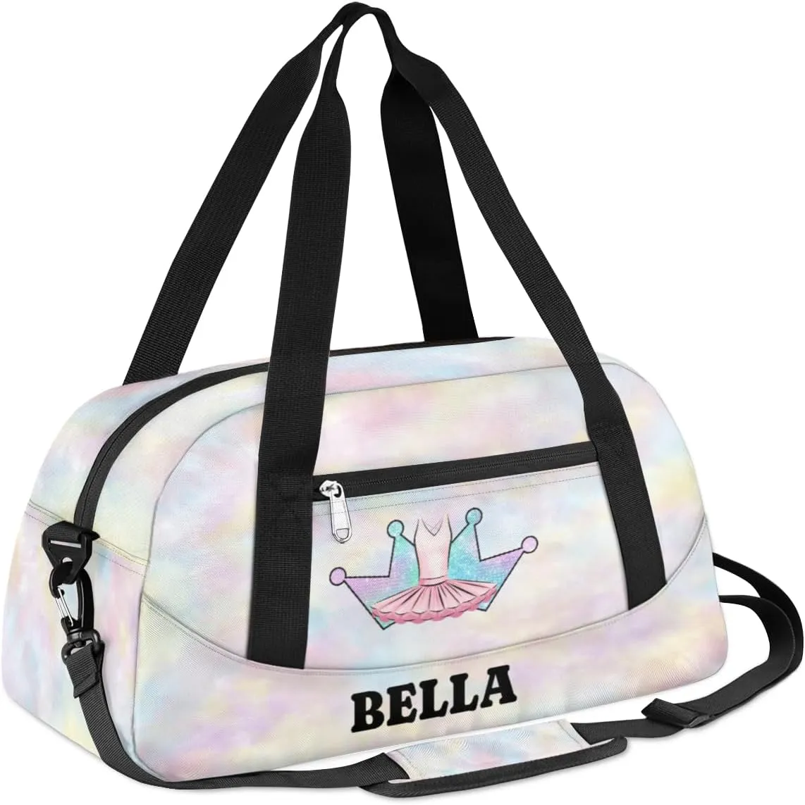 Personalized Dance Bag Gym Bag for Girl, Custom Sport Duffel Bag Weekender Bags Travel Duffel Bag Colorful Crown Ballet Dress