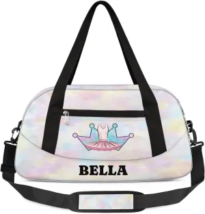 Personalized Dance Bag Gym Bag for Girl, Custom Sport Duffel Bag Weekender Bags Travel Duffel Bag Colorful Crown Ballet Dress