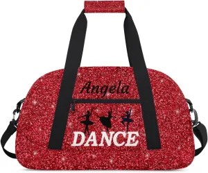 Personalized Dance Bag Kids Duffel Bag for Girls Red Theme Small Sport Gym Bag Custom Overnight Weekender Bag Carry on Dance Bag for Traveling Gymnastic