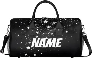 Personalized Galaxy Stars Travel Duffel Bag with Name, Custom Gym Sport Bag Starry Theme Carry On Weekend Overnight Duffel Bag for Men Women