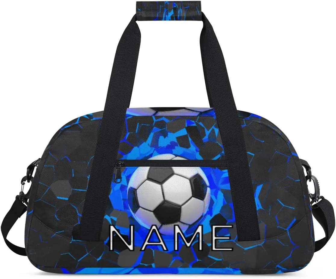 Personalized Kids Duffel Bag for Girls Boys Traveling Soccer Wall Theme Small Sport Gym Bag Custom Overnight Weekender Tote Bag Carry on Teen Dance Bag for Gymnastic Ballet