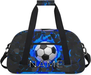 Personalized Kids Duffel Bag for Girls Boys Traveling Soccer Wall Theme Small Sport Gym Bag Custom Overnight Weekender Tote Bag Carry on Teen Dance Bag for Gymnastic Ballet