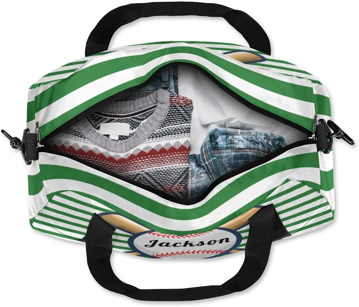 Personalized Kids Duffel Bag Sport Baseball,Customize Sport Gym Bag for Boys Girls,Weekender Overnight Tote Bag Carry On Duffel Bag,Custom Kids Gift,Green