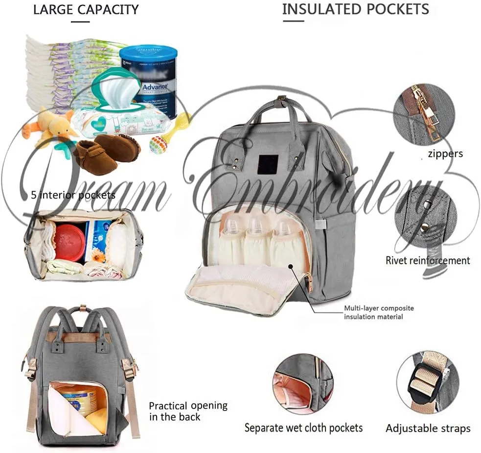 PERSONALIZED Large Diaper Knapsack/Tote Backpack/Messenger Shoulder Bag