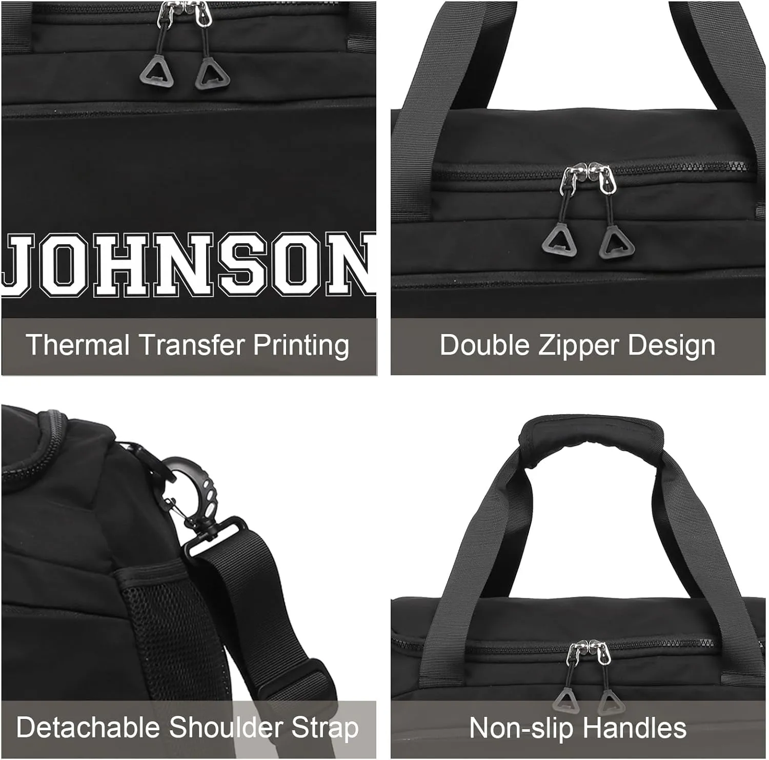 Personalized Name Travel Duffel Bag - Oxford Cloth Gym Bag with Shoes and Wet Pockets, Sports Duffel Bags Weekender Overnight Bag for Women Men Christmas Gifts