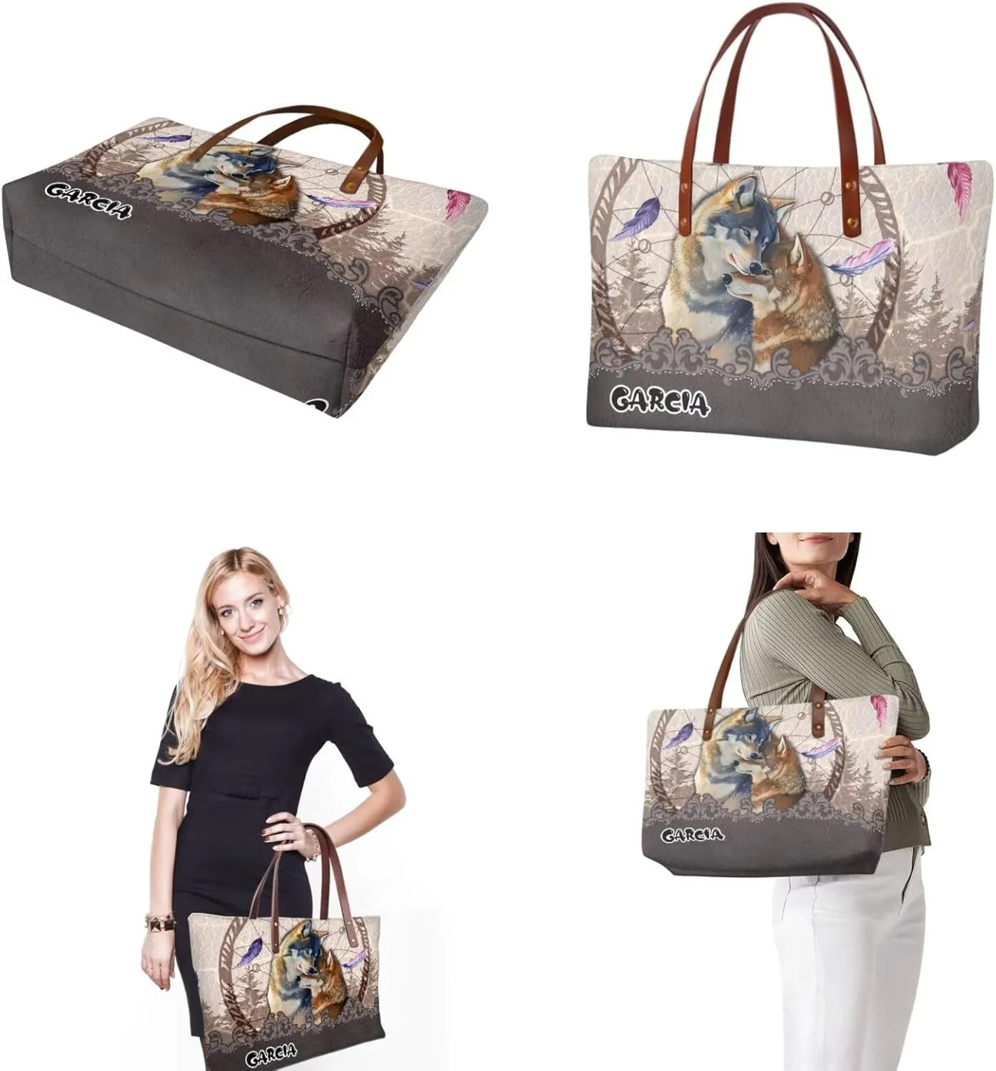 Personalized Purse 3 Pcs Custom Purse and Wallet Set with Makeup Bag Customized Tote Bag with Name for Women