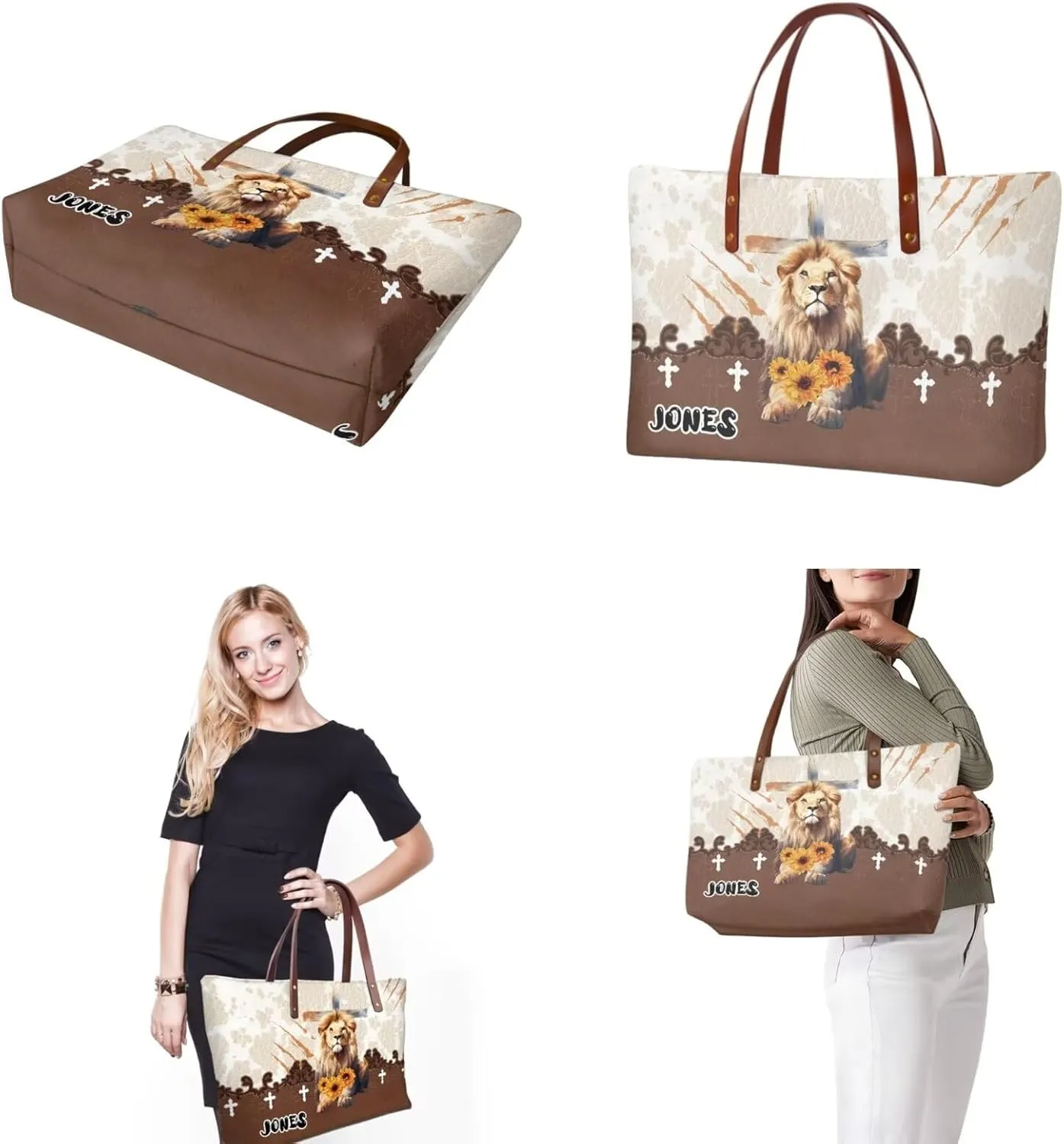 Personalized Purse 3 Pcs Custom Purse and Wallet Set with Makeup Bag Customized Tote Bag with Name for Women
