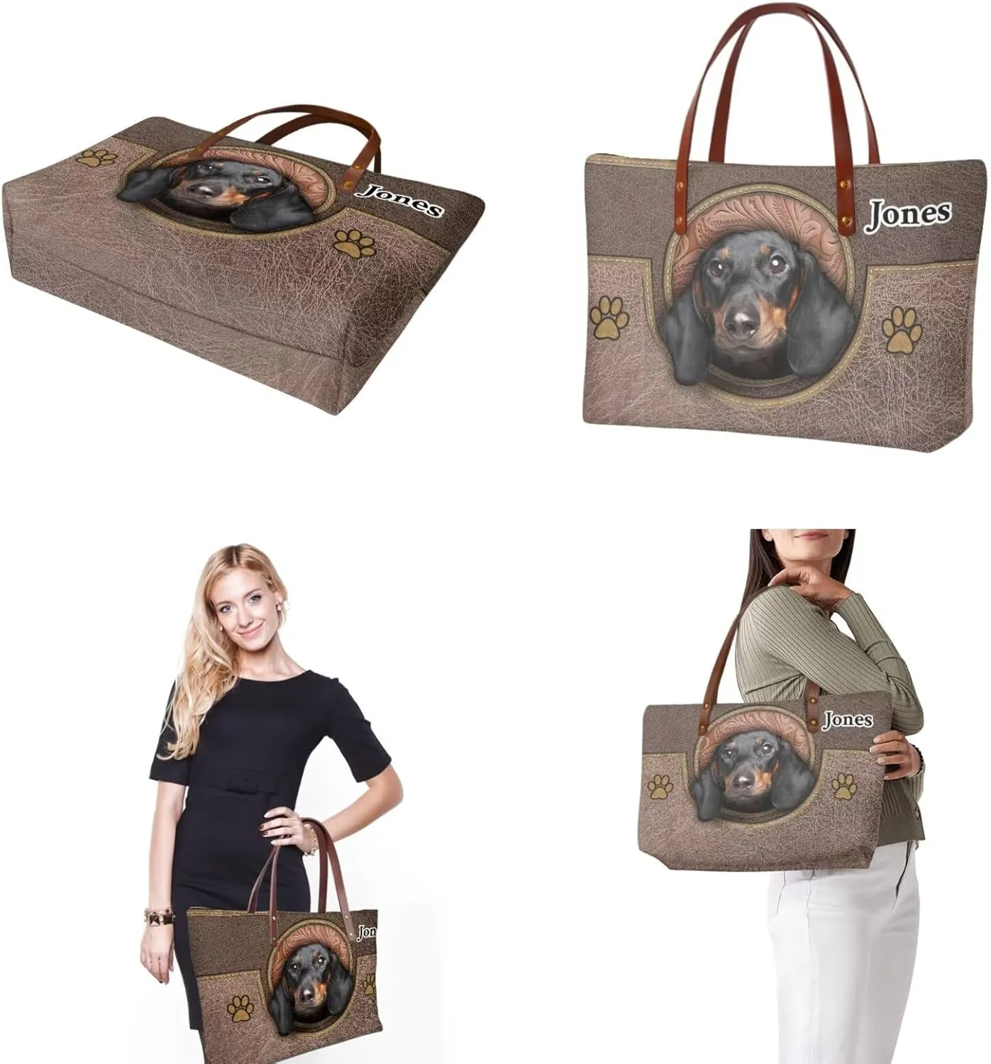 Personalized Purse 3 Pcs Custom Purse and Wallet Set with Makeup Bag Customized Tote Bag with Name for Women