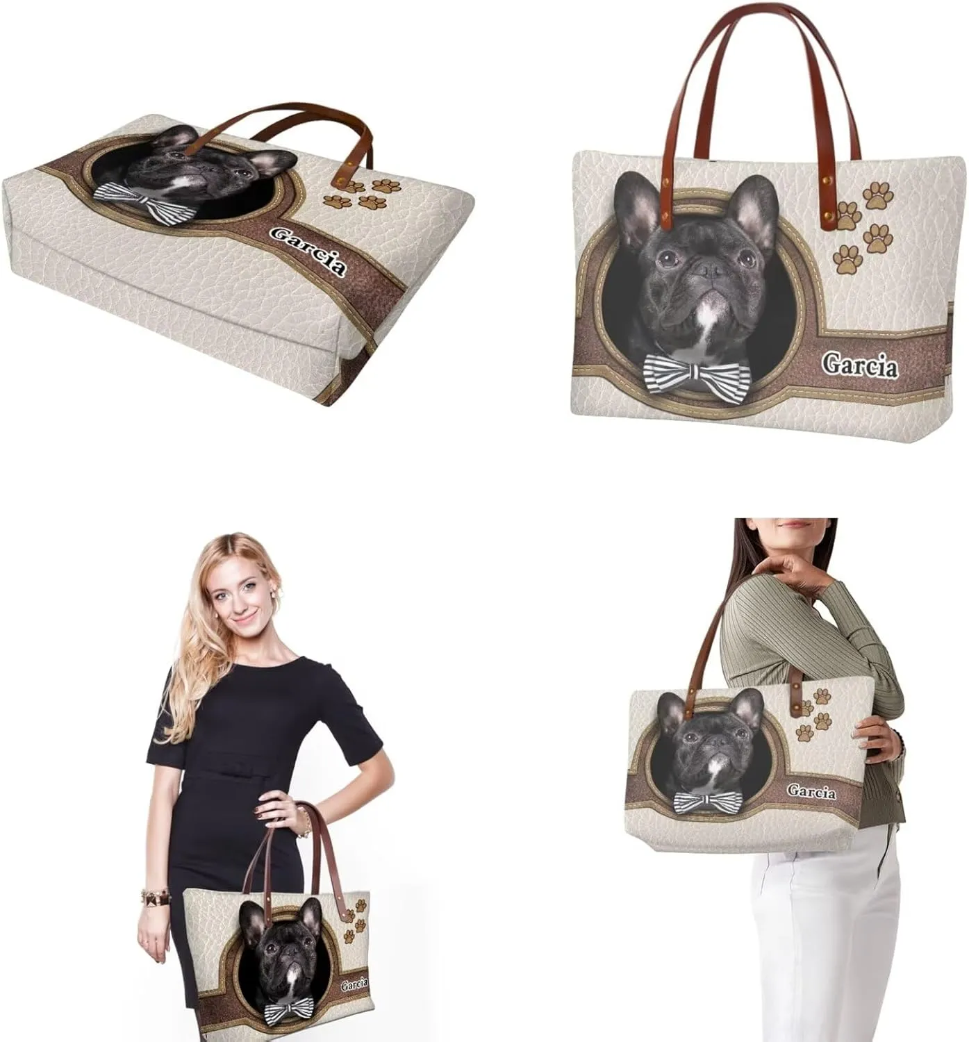 Personalized Purse 3 Pcs Custom Purse and Wallet Set with Makeup Bag Customized Tote Bag with Name for Women