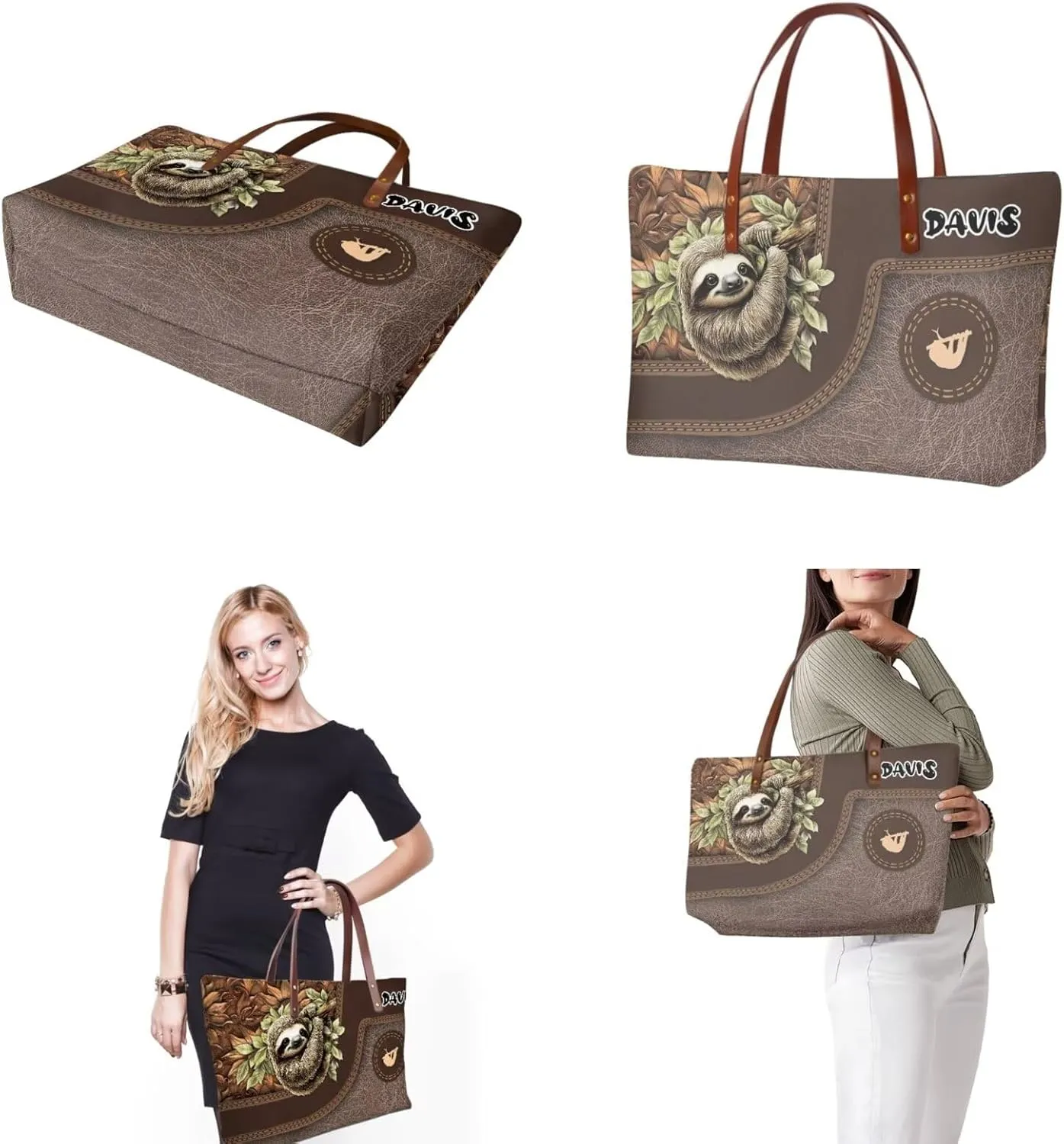 Personalized Purse 3 Pcs Custom Purse and Wallet Set with Makeup Bag Customized Tote Bag with Name for Women