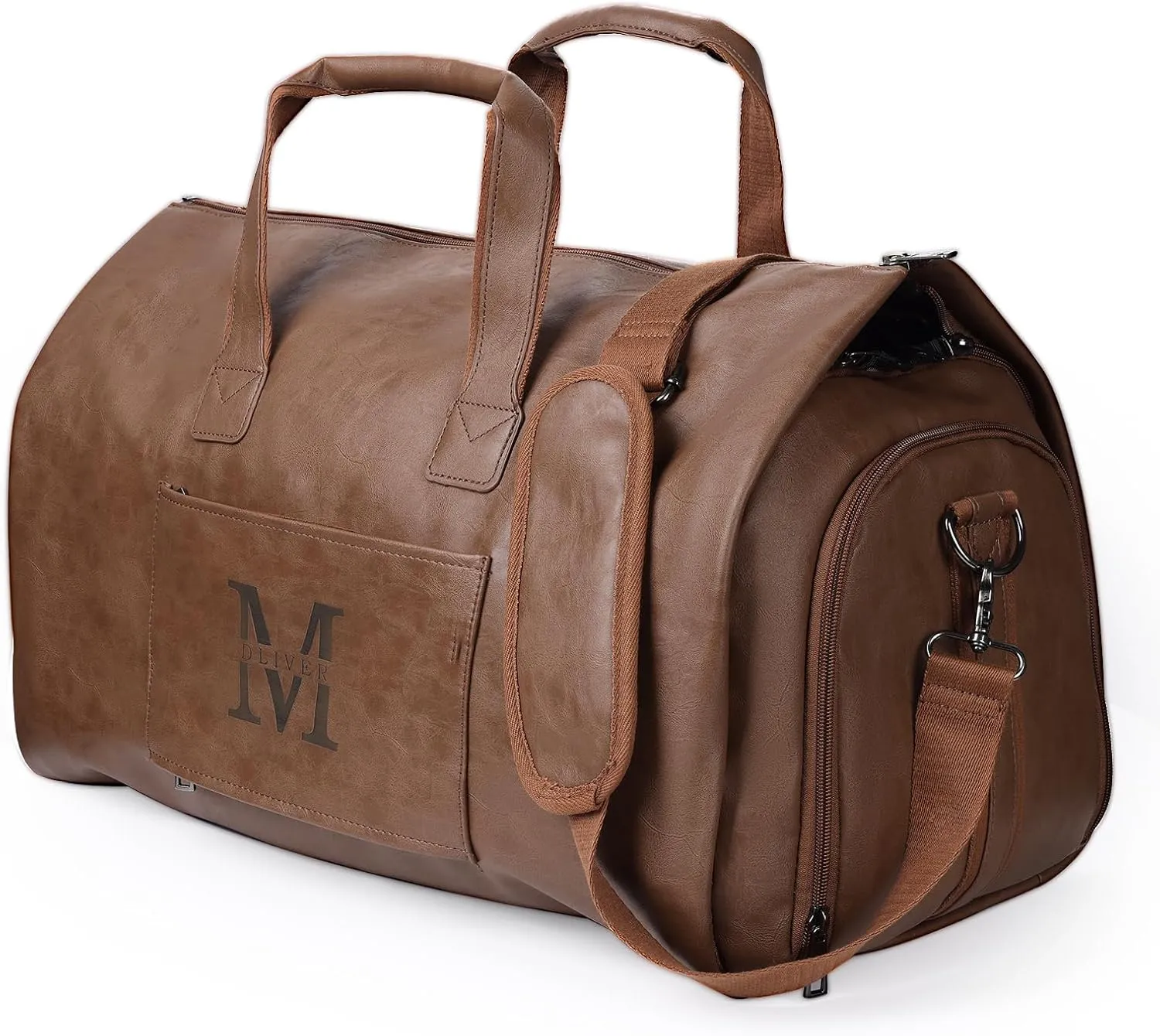 Personalized Travel Duffle Bag for Men: Custom Leather Gym Sports Bag with Name - for Overnight Weekend Holiday - for Father Husband Sport Traveler Lover