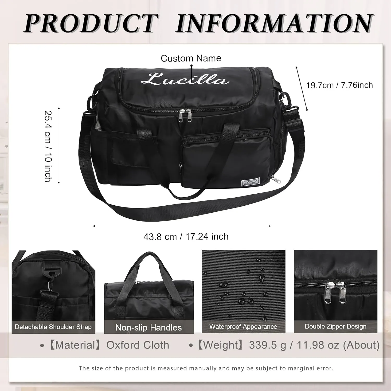 Personalized Travel Duffle Bag for Women: Waterproof Multi-compartment with Shoulder Strap, Gift for Traveler Lover