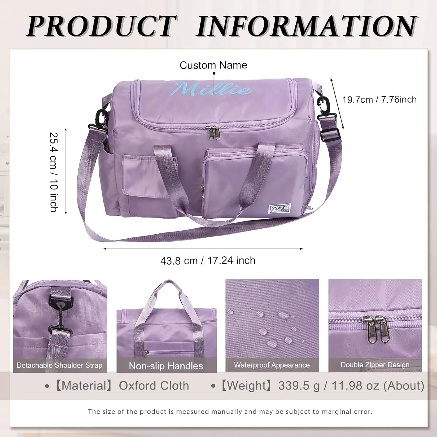 Personalized Travel Duffle Bag for Women: Waterproof Multi-compartment with Shoulder Strap, Gift for Traveler Lover