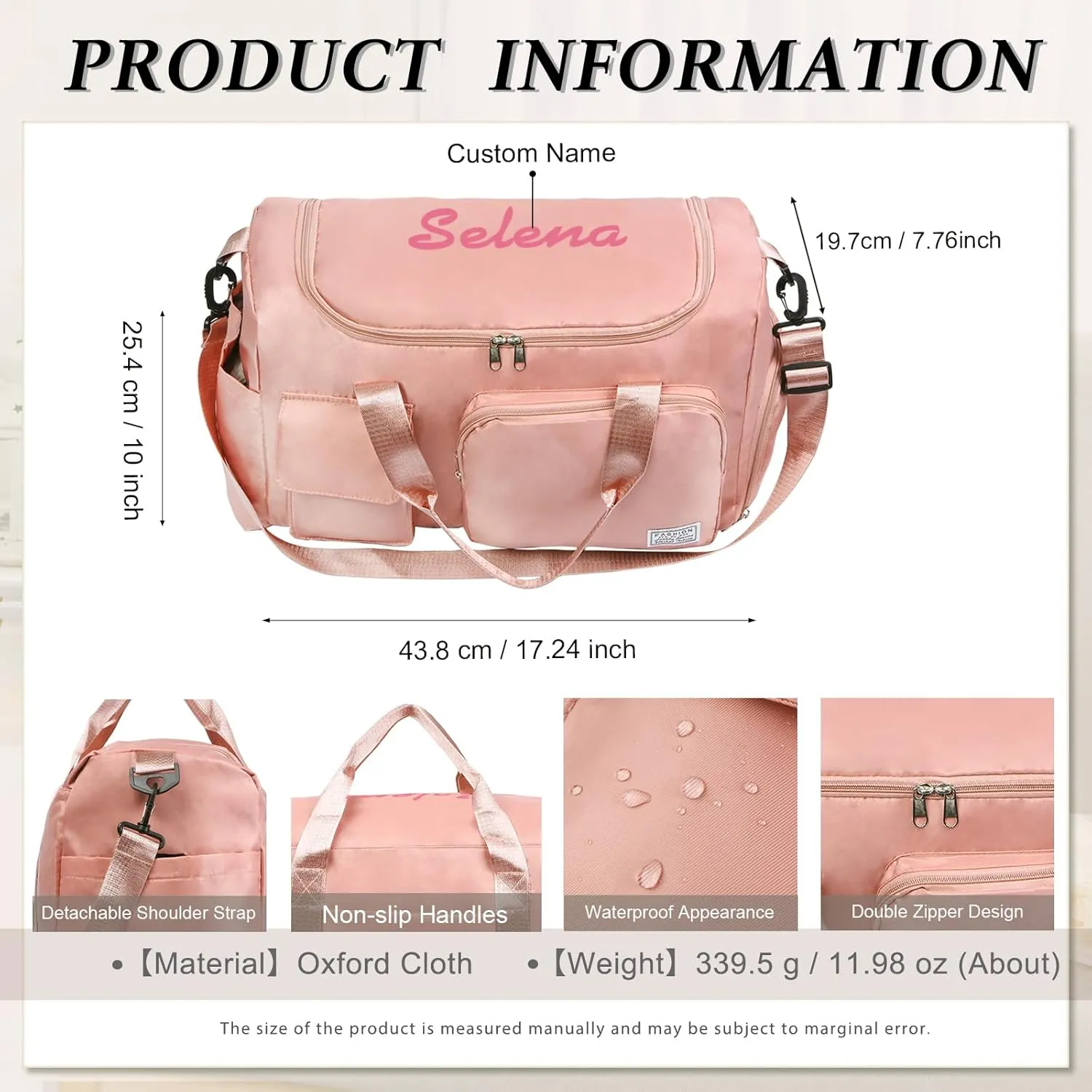 Personalized Travel Duffle Bag for Women: Waterproof Multi-compartment with Shoulder Strap, Gift for Traveler Lover