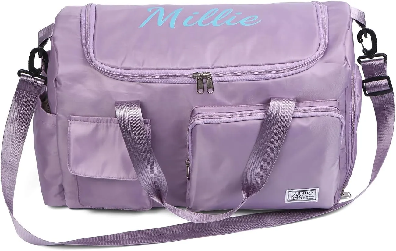 Personalized Travel Duffle Bag for Women: Waterproof Multi-compartment with Shoulder Strap, Gift for Traveler Lover