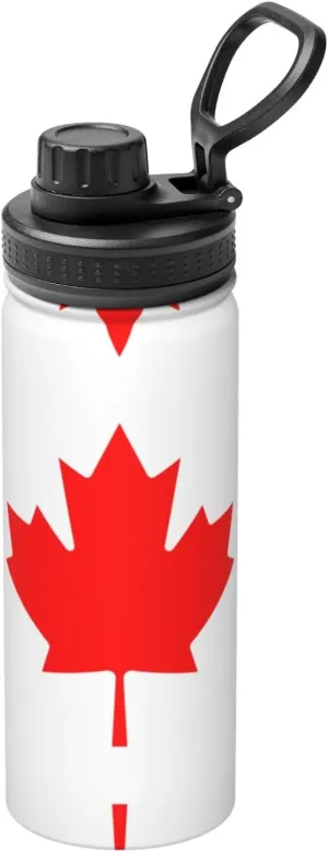 PHAYAH Canadian Flag Camping Hiking Hydration Flask Stainless Steel, Double Walled & Vacuum Insulated Water Bottle