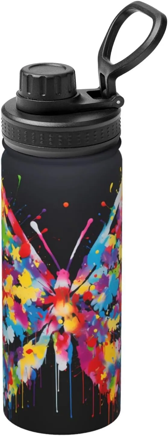 PHAYAH Inked Butterfly Camping Hiking Hydration Flask Stainless Steel, Double Walled & Vacuum Insulated Water Bottle