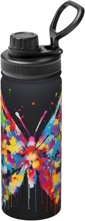 PHAYAH Inked Butterfly Camping Hiking Hydration Flask Stainless Steel, Double Walled & Vacuum Insulated Water Bottle