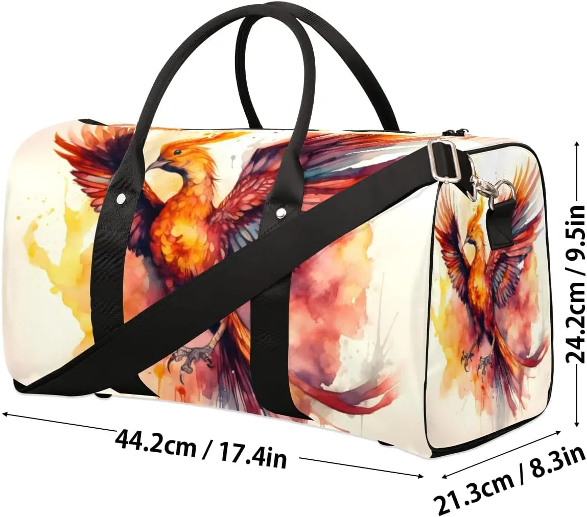 Phoenix Design Travel Duffel Bag for Women Men Waterproof Foldable Overnight Weekender Bag Large Capacity Sports Gym Bag