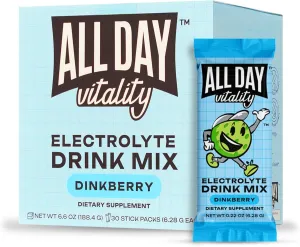Pickleball Electrolyte Powder Packets | No Sugar, Non-GMO | 30 Drink Sticks (Dinkberry)