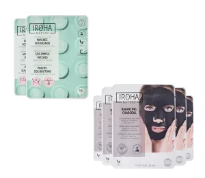 Pimple Patches (36 Patches in 2 Packs)   Facial Charcoal Sheet Mask (5 Masks) - Salicylic Acid Blackhead Pimple Patches and Face Mask for Skin Care with Activated Charcoal - (Total Bundle 7 pieces)