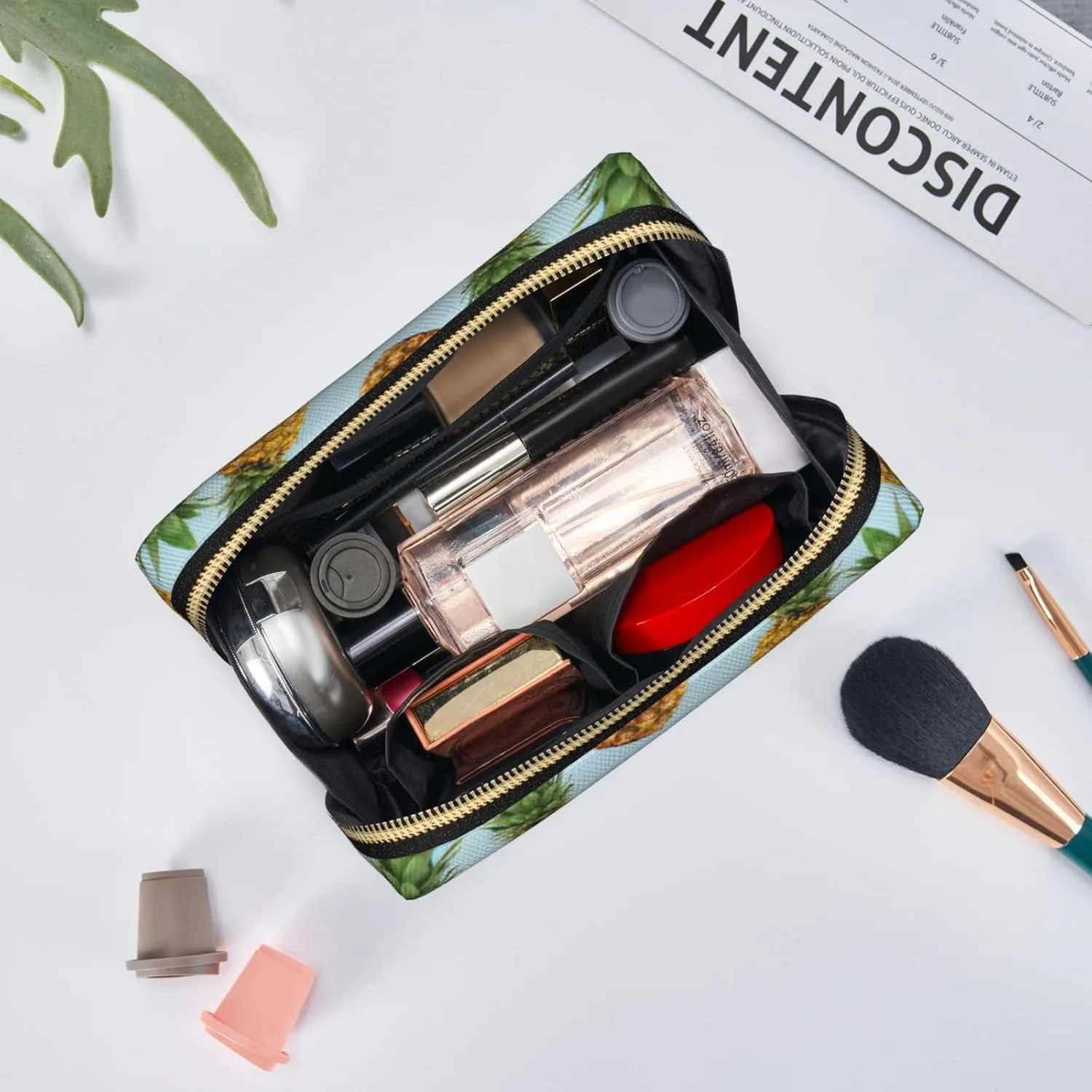 Pineapple. Toiletry Pouch, Travel-Friendly Makeup Organizer For Makeup Brushes, Lipsticks