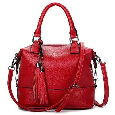 Pink Bucket  Bag Tassel Leather