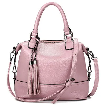 Pink Bucket  Bag Tassel Leather