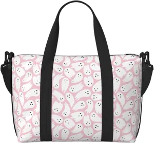 Pink Ghost Halloween Fun Travel Duffle Bag For Women Men Weekender Overnight Bag Gym Bag For Women, Carry On Airport Bag, Travel Tote Bag With Strap For Gym Travel Business Trips