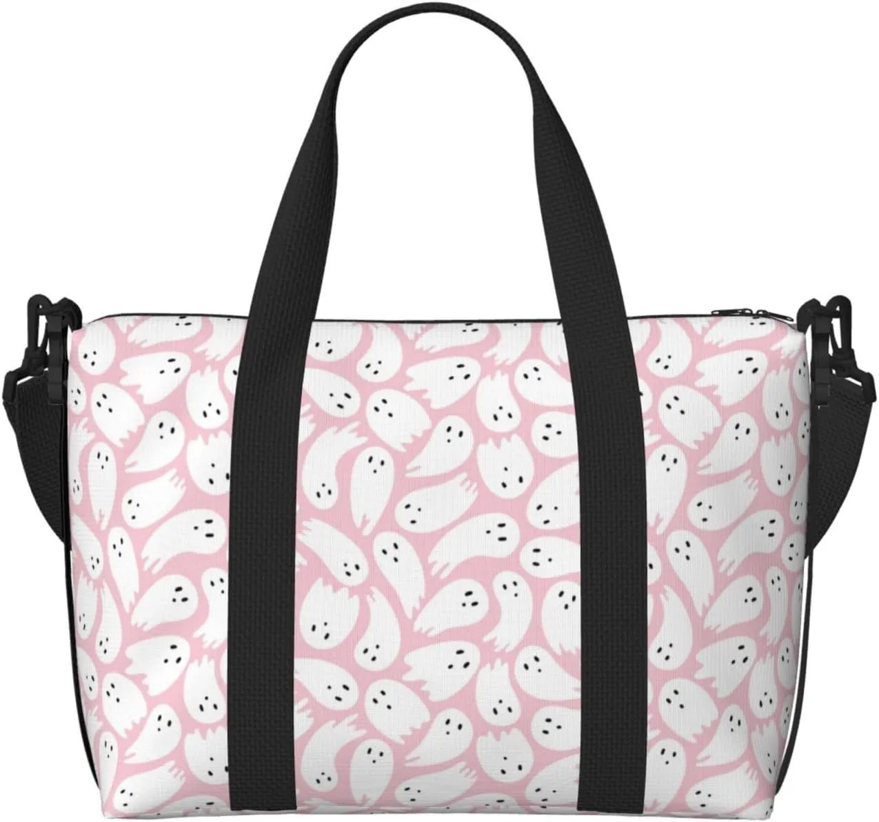 Pink Ghost Halloween Fun Travel Duffle Bag For Women Men Weekender Overnight Bag Gym Bag For Women, Carry On Airport Bag, Travel Tote Bag With Strap For Gym Travel Business Trips