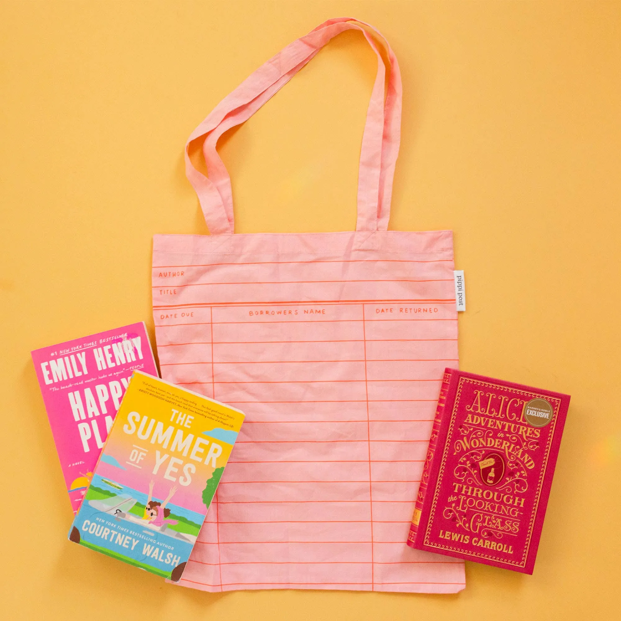 Pink Library Card Foldable Tote Bag