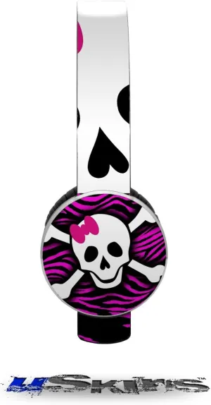 Pink Zebra Skull Decal Style Skin (fits Sol Republic Tracks Headphones - Headphones NOT Included)
